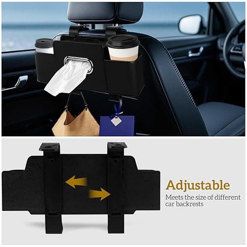 toresper Car Back Seat Organizer with Tissue and Storage Hook | Car Seat Back Multifunctional Car Organizer for Hold Phone, Drinks, Handbag, Compatible with Most Vehicles thumbnail 5
