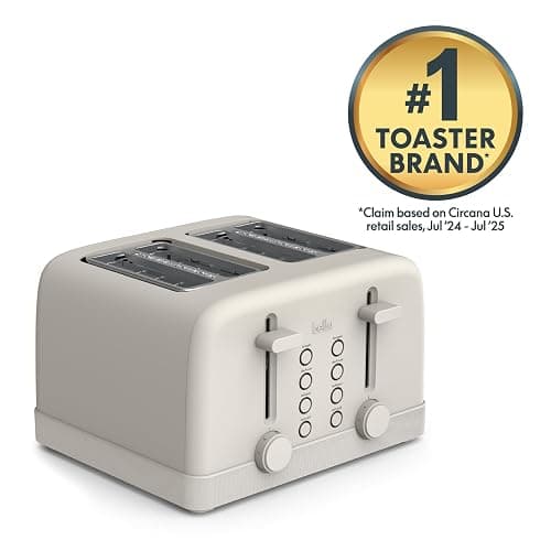 bella 4 Slice Toaster, 6 Setting Shade Control with Reheat & Cancel Buttons, Removable Crumb Tray, Anti Jam & Auto Shutoff, 900 Watt, Oatmilk thumbnail 5