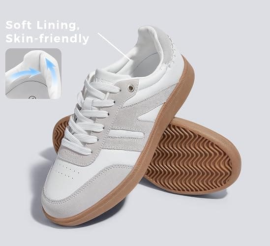 LUCKY STEP Women Classic Retro Gum Sole Fashion Sneakers Casual Tennis Skate Shoe Genuine Leather Walking Footwear Anti Slip Trainers thumbnail 4