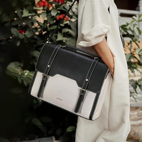Missnine Laptop Bag 15.6 inch Canvas Messenger Bag for Women Professional Work Bag Shoulder Bag thumbnail 2