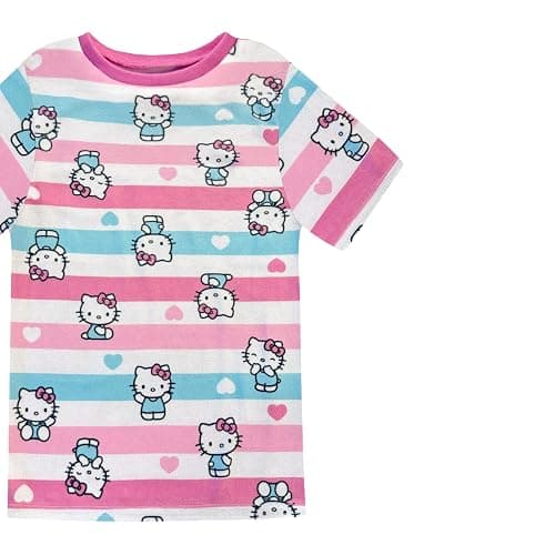 Hello Kitty Girls 4 Piece Pajama Set - Tight Fit Soft Short Sleeve Shirt, Shorts & Pants - Kids Sleepwear - Official License thumbnail 5