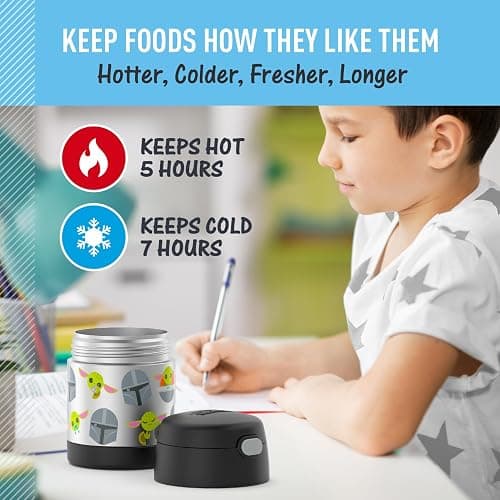 THERMOS FUNTAINER Insulated Food Jar – 10 Ounce – Kid Friendly Food Jar with a Foldable Spoon, Mandalorian thumbnail 5
