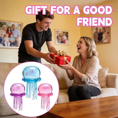 Jellyfish Squishy,Jellyfish Design Squeeze Stress Ball,Drop Malt Sugar Balls for Anxiety Stress,Sensory Toy with a Super Solid Squish for Adult (Blue) thumbnail 7