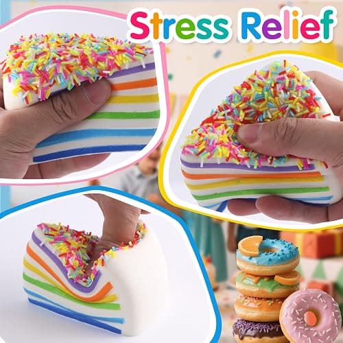 Anboor 2 Pcs Slow Rising Kawaii Scented Rainbow Cake with Squishies Fiidget Toys for Kids Adults Autism Birthday Gifts thumbnail 5