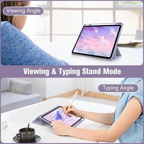 Fintie Hybrid Slim Case for iPad Air 11-inch M3 (2025) / M2 (2024), iPad Air 5th (2022) / 4th Generation (2020) 10.9 Inch - Shockproof Cover with Clear Back Shell & Pencil Holder, Lilac Purple thumbnail 4