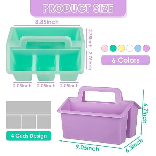 Find Scrapblooms Plastic Caddy With Handle,Protable Classroom Craft Caddy, 6-pack Storage Caddy For Pencil,Pen,Craft Tools (Pastel Color) thumbnail 3