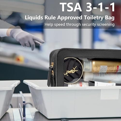 LETGO Clear Makeup Bags, TSA Approved Toiletry Bag with Zipper, Clear Makeup Organizer Fit Carry-on Travel Car Accessories Essentials,Portable Travel Small Pouch for Women Men (Black) - 0-Black thumbnail 4