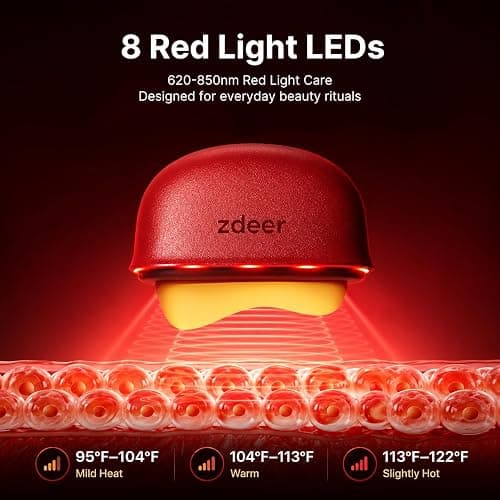 ZDEER GS5 Brass Heated Electric Gua Sha Facial Sculpting Tool with Vibration, Women's Facial Massager, LED Red Light Therapy for Neck & Face, Skin Firming Device, Premium Birthday Gift for Women, Red | Brass Heated Electric Gua Sha Facial Sculpting Tool with Vibration thumbnail 7