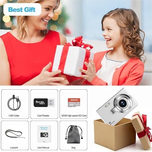 4K Digital Camera, Acbaeta Autofocus 50MP Vlogging Camera with 32G SD Card, 16X Zoom, Flash, Anti-Shake, Compact Portable Small Point and Shoot Digital Camera for Kids Student Teen Adult Beginner thumbnail 7