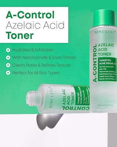 Nineless A-Control Azelaic Acid Toner with AHA & BHA - Pore Refining & Soothing Facial Toner for Acne-Prone Skin - Redness Relief & Dark Spot Corrector, Korean Skincare, 5.07 fl.oz thumbnail 2