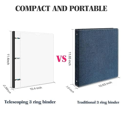 INFUN 1 Inch Telescoping 3 Ring Binder - 4PCS-White, Flexible Binders with Customizable Front Cover and Clear Catalog Pocket, Holds 8.5x11 inch Paper thumbnail 3