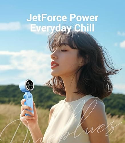 Diveblues Portable Handheld Turbo Fan, 5 Gear Wind, Battery Operated, Up to 12 Working Hours, 3 IN 1 Hand Fan with Air Turbo Tech Cooling Fan for Outdoor Activities, Travel, Working thumbnail 7