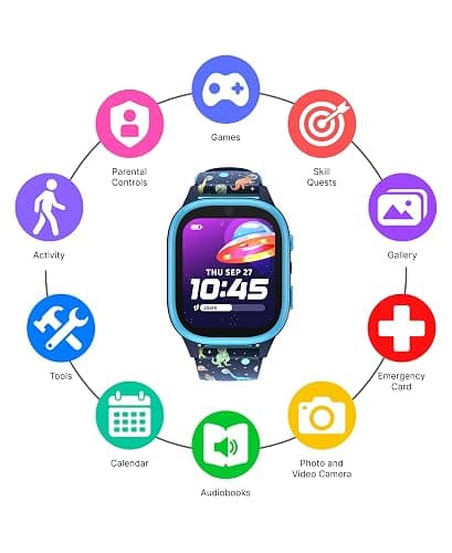PlayZoom 4 Kids Smartwatch, Educational Tech Toy – 25+ Games, Selfie Camera, Audiobooks, Step Tracker, Water‑Resistant, Parental Controls, Long Battery, Ages 4‑12 (Navy Dinosaurs) thumbnail 3
