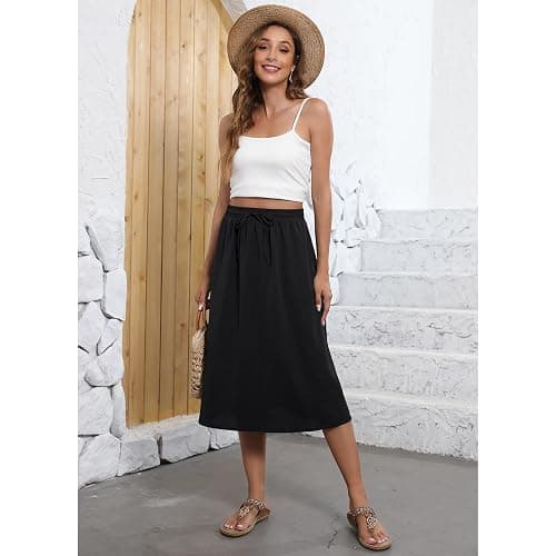 Witsmile Flowy Skirt Elastic High Waist A-Line Skirt with Pockets Bohemia Cover-up for Women 2026 Trendy(S-2XL) thumbnail 5