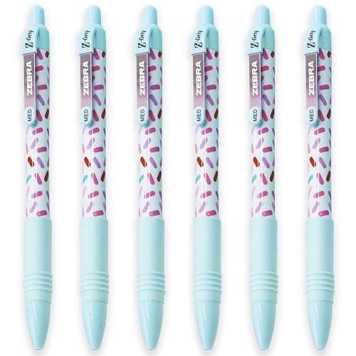 Zebra Z-Grip Smooth - Retractable Ballpoint Pen - Pack of 6 - Black Ink - Sweetie Barrel Design (Sweetie Blue) - Image 1