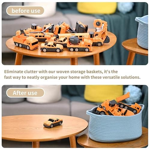 Happyiren Cute Woven Storage Basket with Handle, Baskets for Gifts Empty, Gift Baskets for Christmas Birthday Baby Shower Burr, Decorative Organizer Box for Baby Toy Pet, 13" D x 8" W x 6" H thumbnail 8