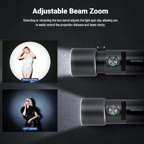 NEEWER Basics RGB Photography Flashlight,4 Colors/20 GOBO Filters/CRI95+/7500mAh,10W 6300K Portable LED Video Spotlight Patterned Ambient Aluminum Sunset Light for Recording Studio Lighting, USB, FL10 thumbnail 4