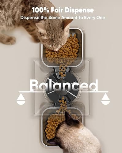 oneisall Automatic Cat Feeder for 2 Cats, 20 Cups/5L Automatic Cat Food Dispenser for Small Pets Indoor, Timed Cat Feeder for Dry Food - Black thumbnail 3