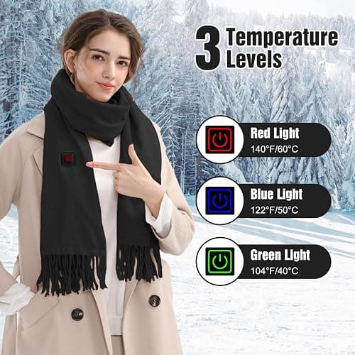 Electric Heated Scarf for Women Men, Neck Heating Pad, USB Powered Winter Scarf with 3 Heating Levels, Soft Neck Warmer for Pain Relief and Stiffness, Ideal Gift for Christmas thumbnail 2