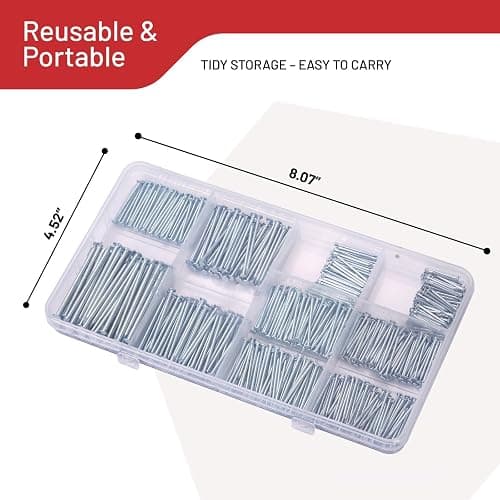 CrimsonMark Nails Assortment Kit - 700 PCS Galvanized High-Carbon Steel Nails for Hanging Pictures & Wall Art Decor, Includes Organizer Box with 6 Sizes: 3/4", 1", 1-1/4", 1-1/2", 2" & 1" Finish Nails thumbnail 4