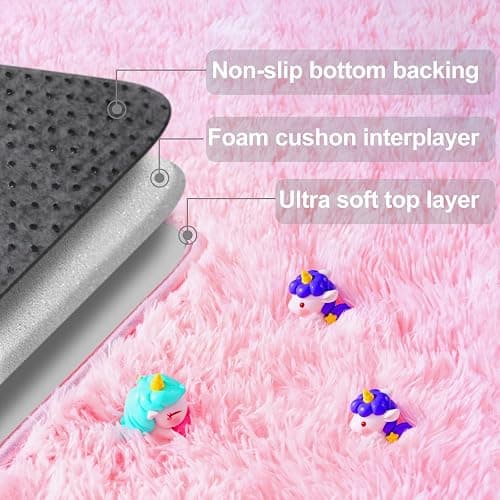 qulint Pink Rugs for Bedroom Girls, 2x3 Fluffy Area Rugs for Living Room | Soft Shag Fuzzy Small Carpet, Plush Shaggy Cute Rug for Kids Boys and Girls Dorm Nursery Classroom Home Decor thumbnail 6