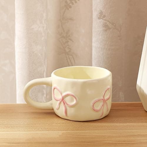 Koythin Coquette Bow Ceramic Coffee Mug, Funky Novelty Cup for Tea Milk Latte Cocoa, 8.5oz /250ml Perfect for Home, Office, or Birthday (Pink) thumbnail 9
