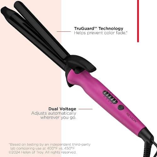 REVLON Easy Heat 1" Curling Iron with Extra-Long Barrel | Ceramic Tourmaline Barrel for More Shine, Less Damage, 5 Preset Temps by Hair Type, Dual Voltage for Travel thumbnail 4