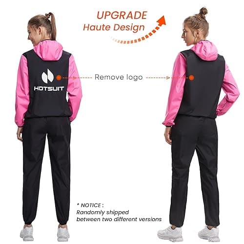 HOTSUIT Sauna Suit for Women Sweat Suits Gym Workout Exercise Sauna Jacket Pant Full Body - Pink Jacket & Pants - Medium thumbnail 5