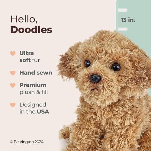 Bearington Lovely Doodles Caramel Dog Stuffed Animal 14 in - Puppy Stuffed Animals - Plush Dog Toys for Kids Goldendoodle Labradoodle Plushies - for Ages 3-14 thumbnail 3