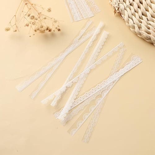 Prasacco 120 Pcs White Lace Scrapbook Stickers, Vintage Style, PET Material, Perfect for Scrapbooking, Wedding Invitations, Journals & More thumbnail 2