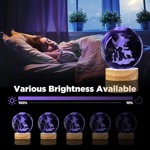 3D Sea Turtle Crystal Ball Night Light with 16 Color LED Wooden Base, Large 3.15 Inch Sea Turtle Glass Ball Lamps with Remote Cool Birthday Christmas Turtle Decor Gifts for Boys Girls Friends thumbnail 4