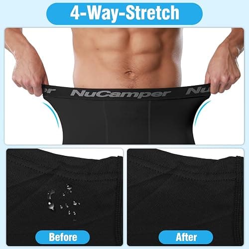 NuCamper Men’s Compression Shorts Spandex Athletic Underwear Performance Gym Boxer Briefs Cool Dry Active Baselayer thumbnail 3