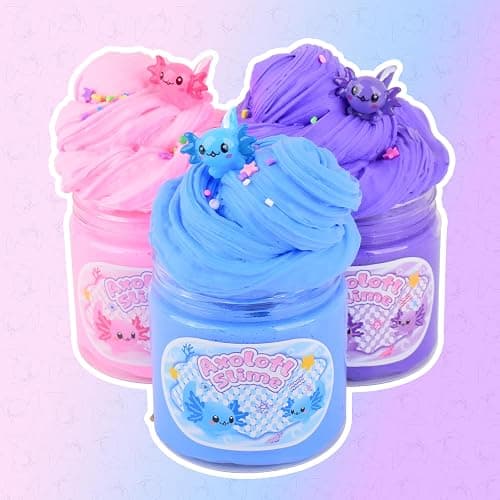 3 Pack Axolotl Butter Slime, Butter Slime Kit with Pink, Blue, Purple Axolotl Charms, Soft and Stretchy, Slime Party Favor for Girls & Boys, Classroom Rewards, Birthday Gifts for Kids thumbnail 6