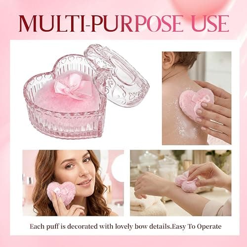 Body Powder Puff and Container Powder Container with Puff Crystal Case Soft Washable Reusable Velour Face Body Wet Dry Makeup thumbnail 4
