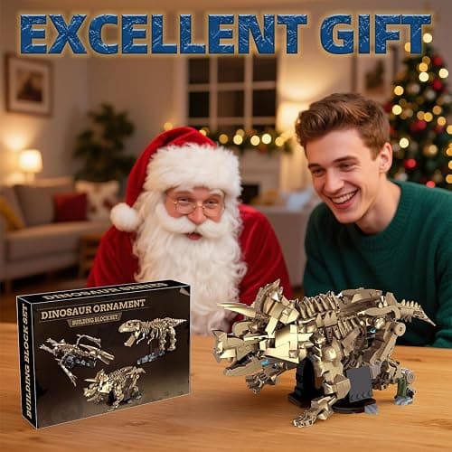 Myth Qholve Triceratops Fossil Skeleton Building Block Set Movable Dinosaur Model with Articulated Joints Educational STEM Construction Toy for Kids & Collectors thumbnail 2