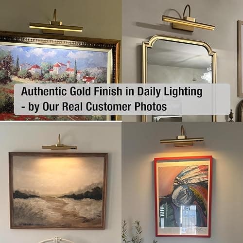 LYTARA Dimmable Cordless Picture Light with Controller and Timer, Rechargeable 5000mAh Battery Wall Sconce for Wall Pictures, Gallery Artwork, Paintings, Portraits, Dartboards (Gold) thumbnail 3
