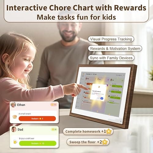 10.1 Inch Digital Calendar Chore Chart with Touchscreen - Full HD Interactive Display, Wall & Desk Mountable Family Planner, to-Do List & Meal Planner, Digital Picture Frame Gifts for Women Mom thumbnail 4