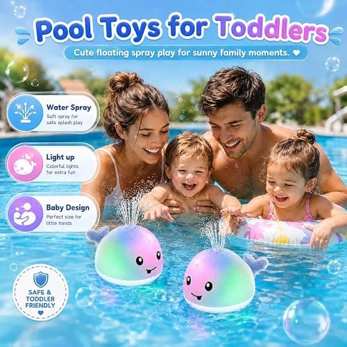 ANGGIKO Baby Bath Toys, Pool Water Toys for Babies, Toddler Bath Toys for Kids Ages 1-3, 1 Year Old Boy Girl Gift Light Up Whale Bath Toy Sprinkler, Baby 6-12-18 Months Bathtub Outdoor Water Table Toy thumbnail 5