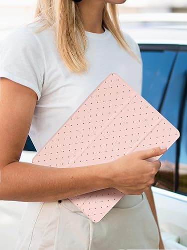 Fycyko Compatible with iPad 10.2 Inch Case,iPad 9th/8th/7th Generation 2021/2020/2019 Cases with Pencil Holder,Cute Polka Dot Stylish Aesthetics Design Protective Cover-Pink thumbnail 6