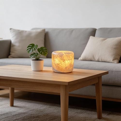 PanManner Natural Marble Lamp, Rechargeable Marble Touch Lamp Night Light, 3-Way Dimmable Stone Light,Small Ambient Lamp for Bedroom, Bedside Table, Living Room, Home Decor (4x4x3in) thumbnail 5