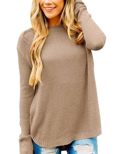 MEROKEETY Fall Long Sweaters for Women 2026 Trendy Long Sleeve Cute Knit Outfits Loose Fit Crewneck Work Casual Pullover - Image 1