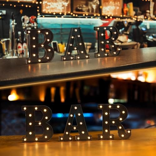 Foaky Black LED Letter Lights for Room Decor - Bedroom Wall Decor, Alphabet Lights for Home, Wedding, Party - Battery Operated （L） thumbnail 2