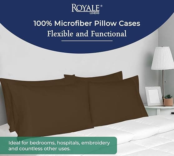 Royale Linens Standard Pillowcase Set of 2 Bed Pillow Case 20x26 Inch Brown Pillowcases 1800 Brushed Microfiber Wrinkle and Fade Resistant Soft and Cozy Standard Size (Hours, thumbnail 7