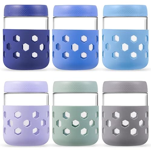 Gemice 6-Pack 16oz Glass Mason Jars with Silicone Sleeves, Airtight BPA-Free Overnight Oats Containers with Lids, Dishwasher Safe Leak-Proof Meal Prep Jars for Chia Pudding, Yogurt, Snacks - Image 1
