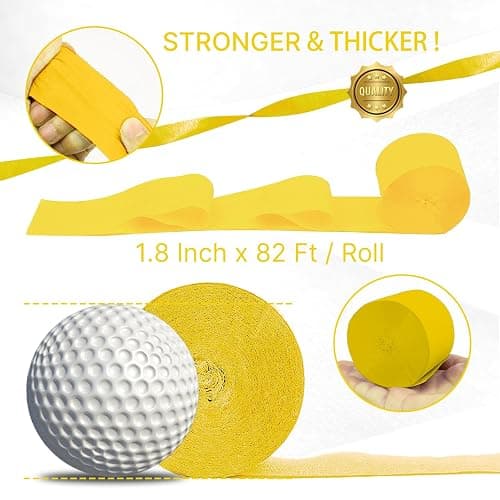 PartyWoo Yellow Crepe Paper Streamers 4pcs 328ft Pack of Pastel Yellow Pearl White Crepe Paper Streamers for Birthday Graduation Engagement Baby Shower Summer Sunflower Little Cutie Party Decorations thumbnail 6