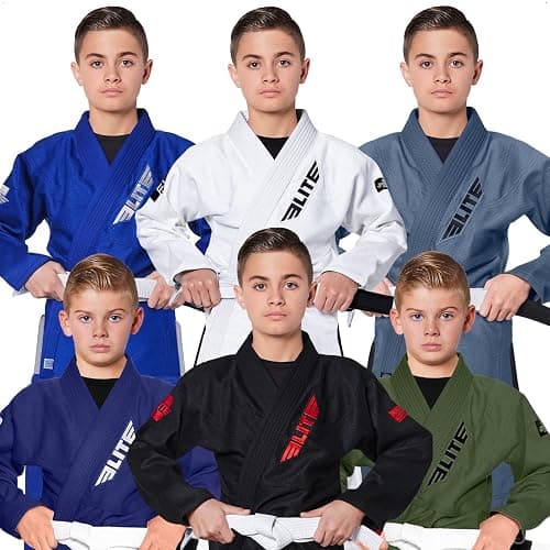 Elite Sports IBJJF Ultra Light BJJ Brazilian Jiu Jitsu Gi for Kids with Preshrunk Fabric and Free Belt - Image 1