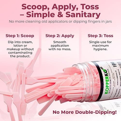 Kopperko Cosmetic Spatulas (2.5”, 100 Pack) - Small Plastic Spatula for Cosmetics, Creams & Crafts | Essential Esthetician Supplies | Makeup Spatula or Multipurpose Mini Applicator for Skincare | Pink thumbnail 5