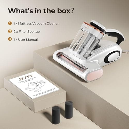 JIGOO Bed Vacuum Cleaner, Mattress Vacuum Cleaner with UV & Ultrasonic and High Heating, 13Kpa Suction 500W Powerful Double Cup Handheld Vacuums (J300 Corded) thumbnail 8