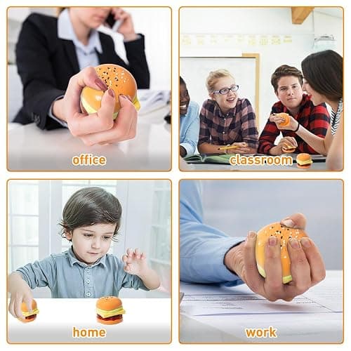 Taba Squishy Hamburger Toy, Stress Relief Slow Rising Fidget Adult Realistic Food Replica with Sesame Seeds Handmade Soft Silicone Squeeze Toy Gift thumbnail 5