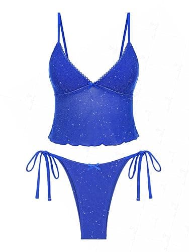 seamoly Colorblock Stripes Tie Side Tankini Set - Image 1